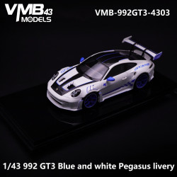 VMB 1:43 992 GT3 Blue and white Pegasus livery 