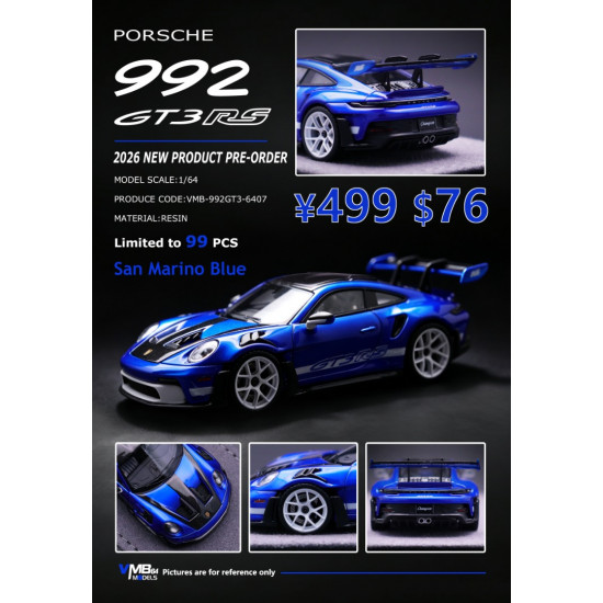 VMB 1/64 992 GT3 RS San Marino Blue 