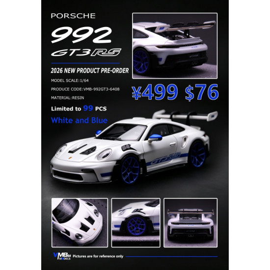 VMB 1/64 992 GT3 RS White and blue