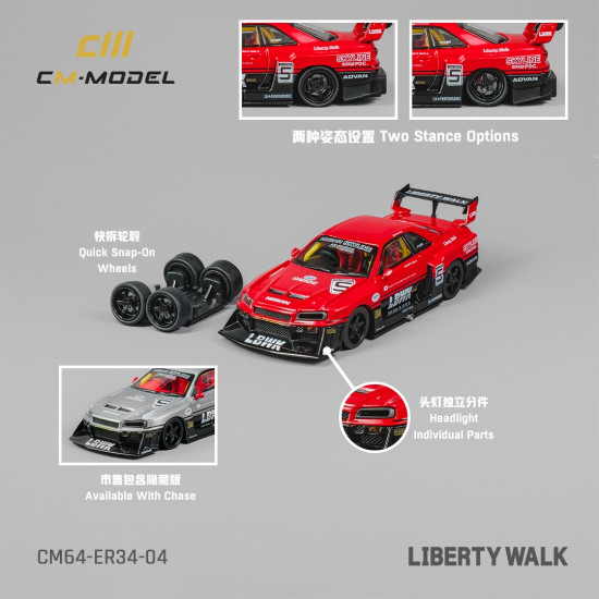 CM 1/64 Nissan LBWK ER34 NO.5 Carbon light CM 1/64 Nissan LBWK ER34 NO.5 Carbon light