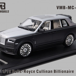 VMB 1/18 Rolls-Royce Cullinan Bilionaire Matte Black and Silver