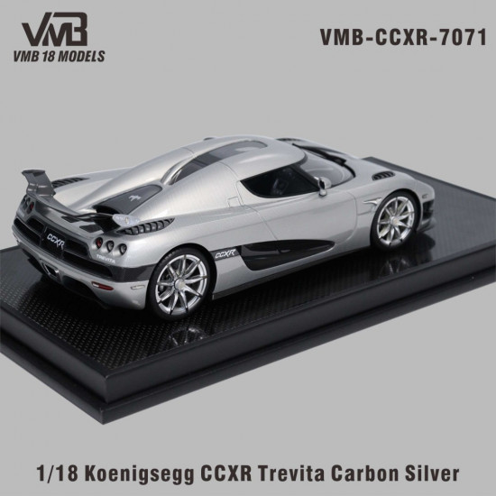 VMB 1/18 Koenigsegg CCXR Trevita Silver Carbon with Black Interior