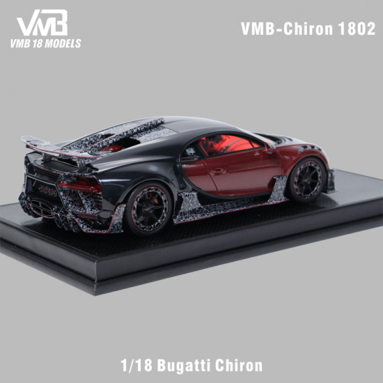 VMB 1/18 Bugatti Chiron Red & Black Two-Tone Carbon